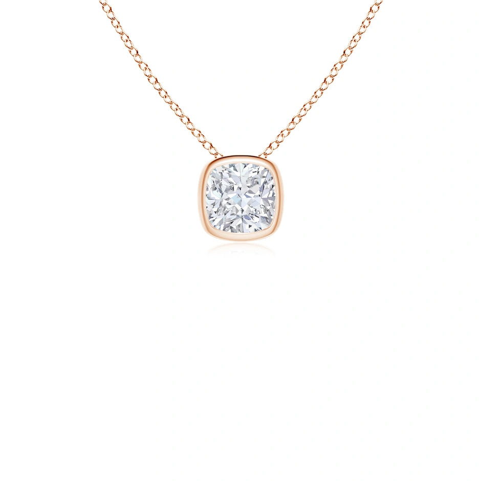 Lab-Grown Bezel-Set Cushion Diamond Solitaire Pendant