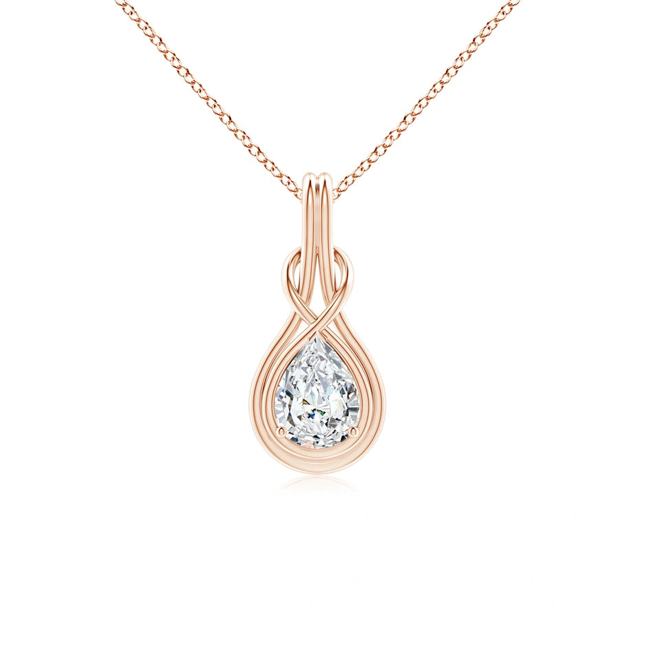 Lab-Grown Pear Diamond Solitaire Infinity Knot Pendant