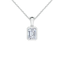 Bezel-Set Emerald-Cut Lab-Grown Diamond Solitaire Pendant