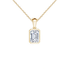 Bezel-Set Emerald-Cut Lab-Grown Diamond Solitaire Pendant
