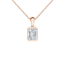 Bezel-Set Emerald-Cut Lab-Grown Diamond Solitaire Pendant