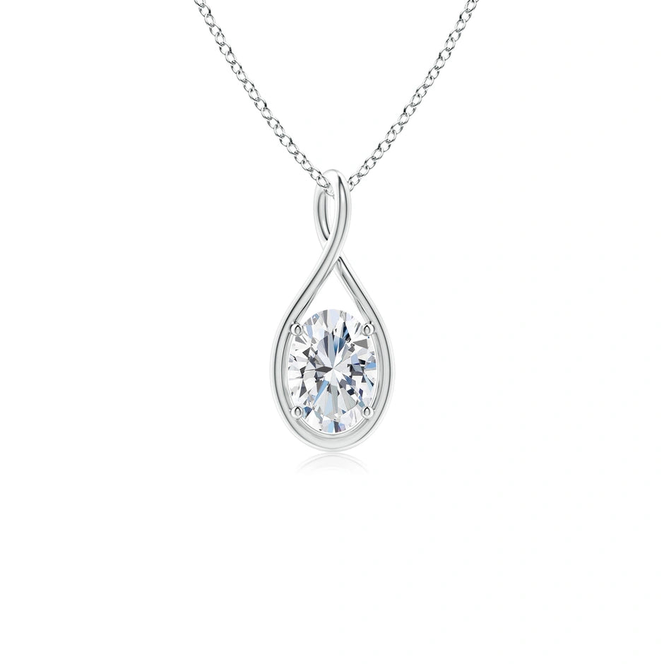Lab-Grown Solitaire Oval Diamond Twist Bale Pendant