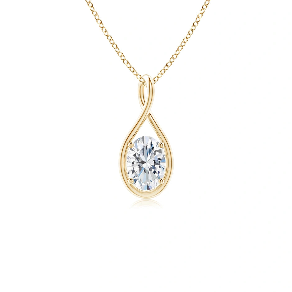 Lab-Grown Solitaire Oval Diamond Twist Bale Pendant