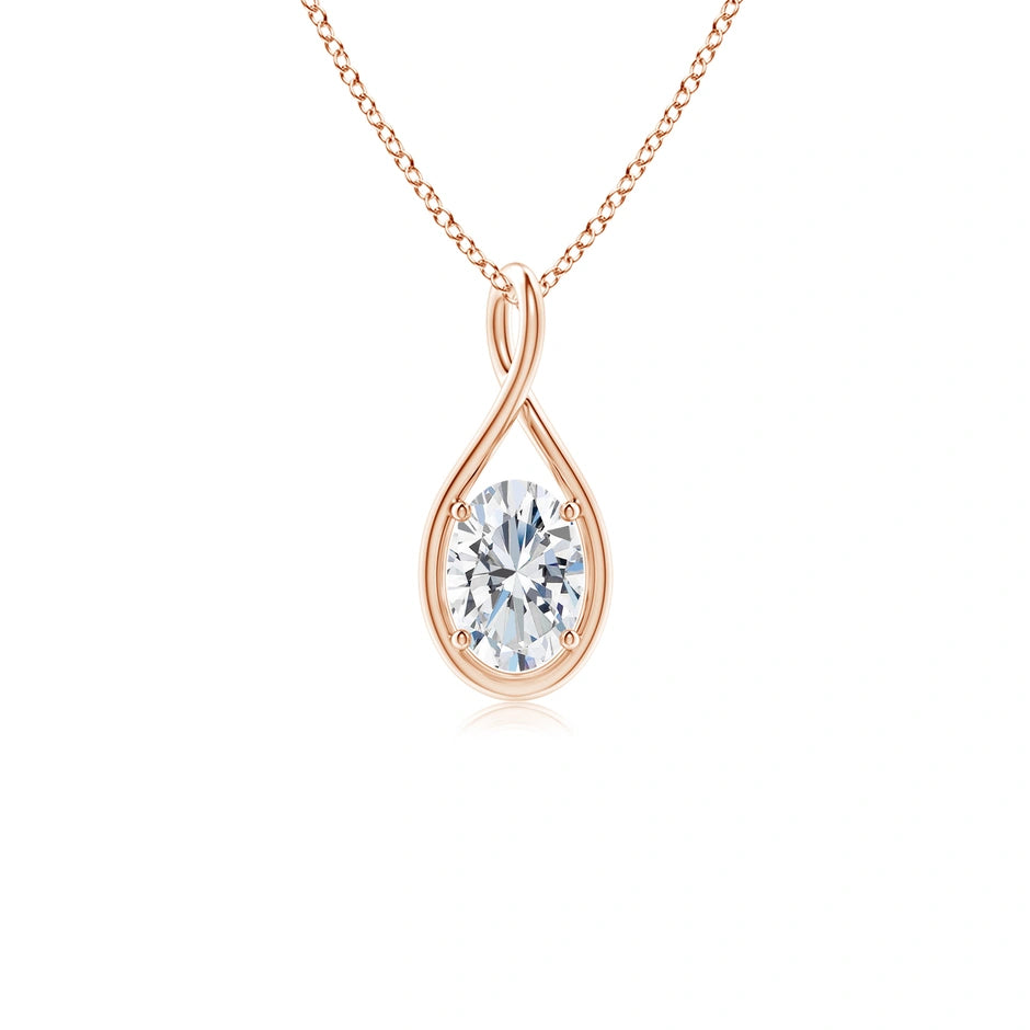 Lab-Grown Solitaire Oval Diamond Twist Bale Pendant