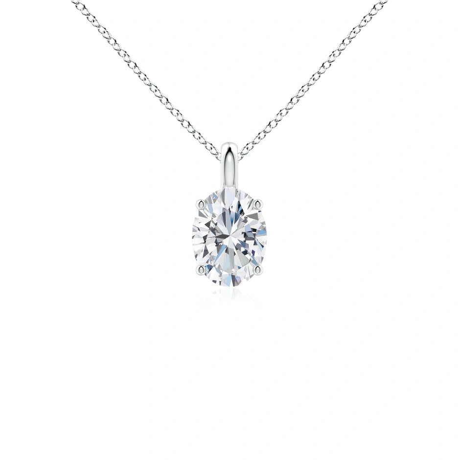 Lab-Grown Solitaire Oval Diamond Classic Pendant