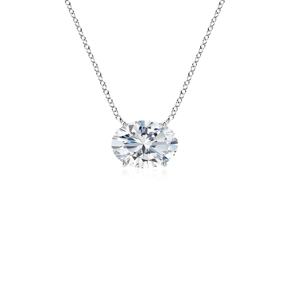 Lab-Grown East-West Oval Diamond Solitaire Pendant
