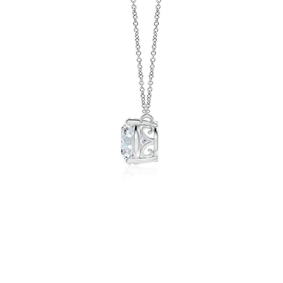 Lab-Grown East-West Oval Diamond Solitaire Pendant