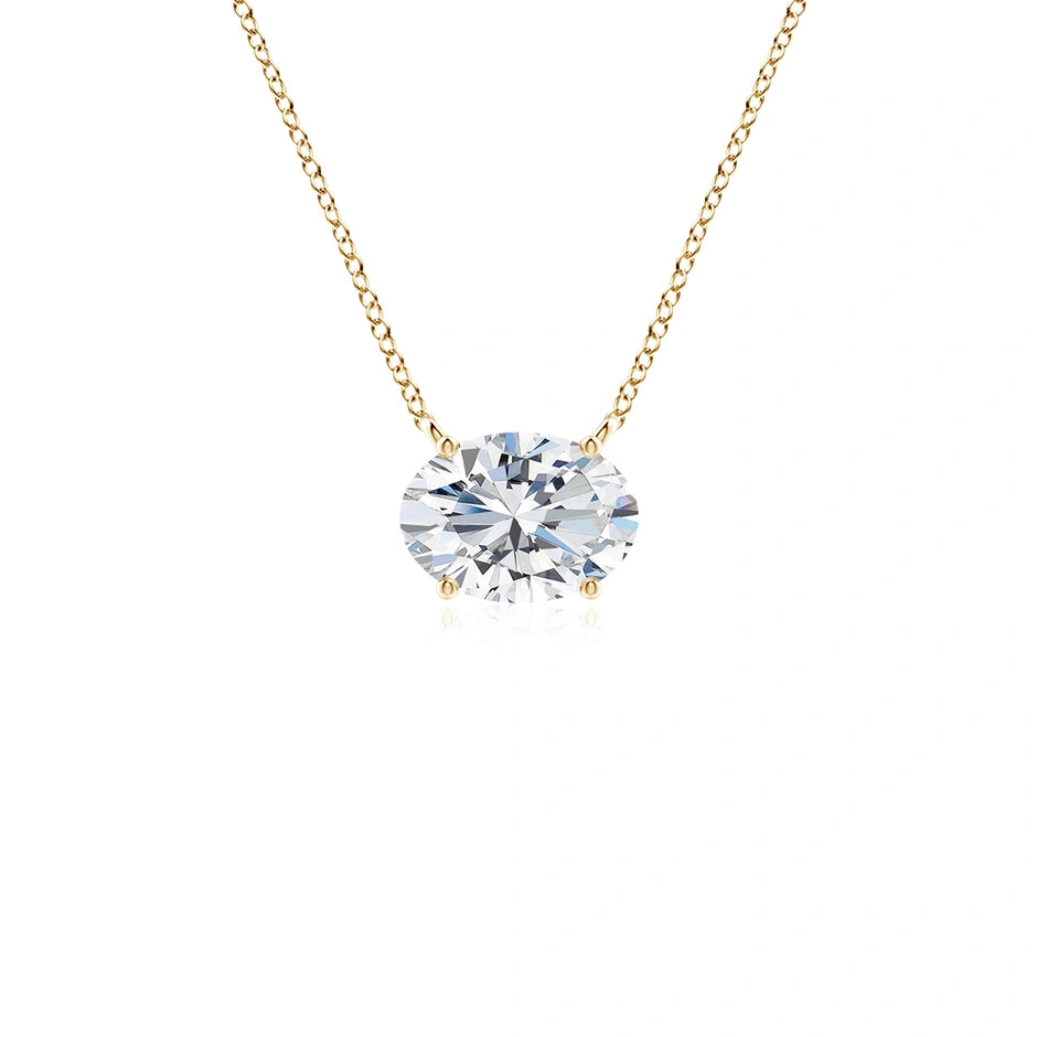 Lab-Grown East-West Oval Diamond Solitaire Pendant