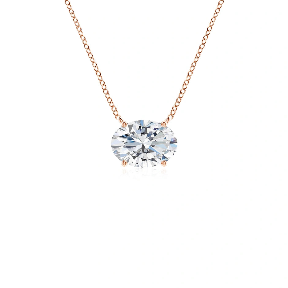 Lab-Grown East-West Oval Diamond Solitaire Pendant