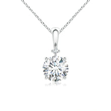 Round Lab-Grown Diamond Solitaire Pendant with Accent