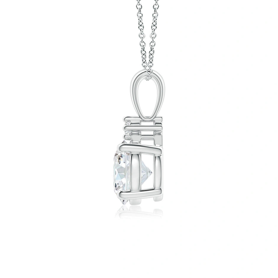 Round Lab-Grown Diamond Solitaire Pendant with Accent