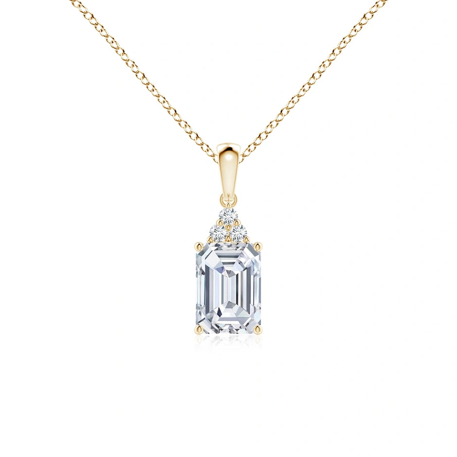Lab-Grown Emerald-Cut Diamond Pendant with Lab Diamond Trio