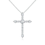 Load image into Gallery viewer, Lab-Grown Prong-Set Diamond Budded Cross Pendant
