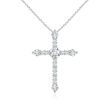 Lab-Grown Prong-Set Diamond Budded Cross Pendant