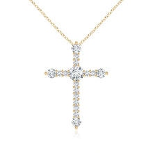 Lab-Grown Prong-Set Diamond Budded Cross Pendant