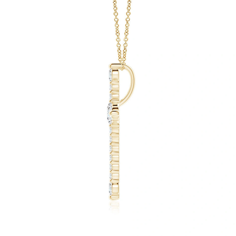 Lab-Grown Prong-Set Diamond Budded Cross Pendant