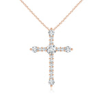 Load image into Gallery viewer, Lab-Grown Prong-Set Diamond Budded Cross Pendant
