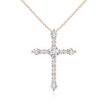 Lab-Grown Prong-Set Diamond Budded Cross Pendant