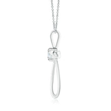 Prong-Set Round Lab-Grown Diamond Ribbon Twist Cross Pendant