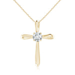 Load image into Gallery viewer, Prong-Set Round Lab-Grown Diamond Ribbon Twist Cross Pendant
