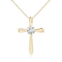 Prong-Set Round Lab-Grown Diamond Ribbon Twist Cross Pendant