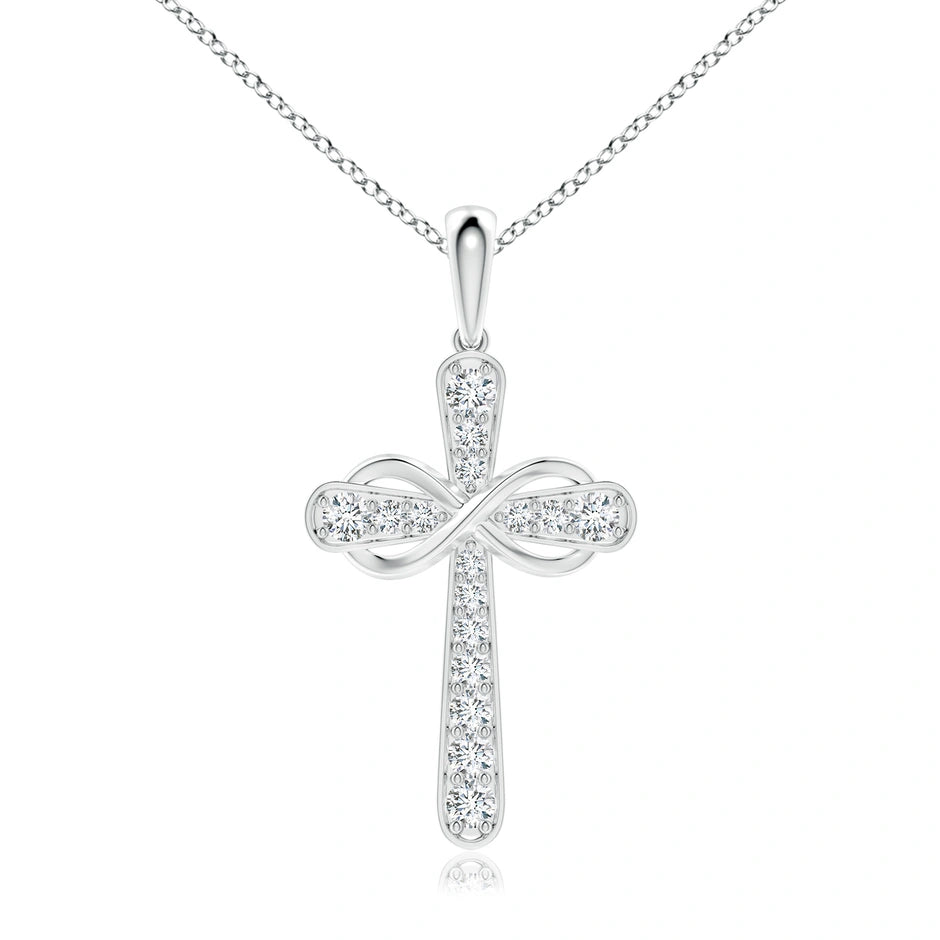 Lab-Grown Pave-Set Diamond Cross and Sideways Infinity Pendant