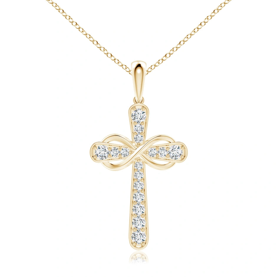 Lab-Grown Pave-Set Diamond Cross and Sideways Infinity Pendant