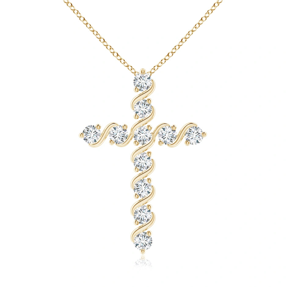 Lab-Grown Prong and Bar Set Diamond Cross Pendant
