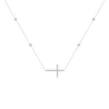 Lab-Grown Diamond Sideways Cross Station Necklace