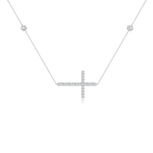 Lab-Grown Diamond Sideways Cross Station Necklace