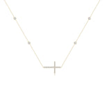 Load image into Gallery viewer, Lab-Grown Diamond Sideways Cross Station Necklace
