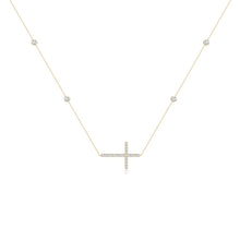 Lab-Grown Diamond Sideways Cross Station Necklace