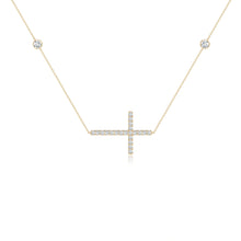 Lab-Grown Diamond Sideways Cross Station Necklace
