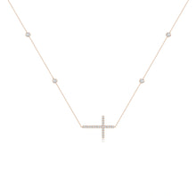 Lab-Grown Diamond Sideways Cross Station Necklace