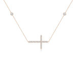 Load image into Gallery viewer, Lab-Grown Diamond Sideways Cross Station Necklace

