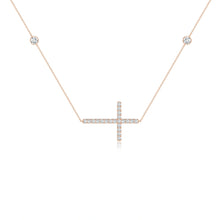 Lab-Grown Diamond Sideways Cross Station Necklace