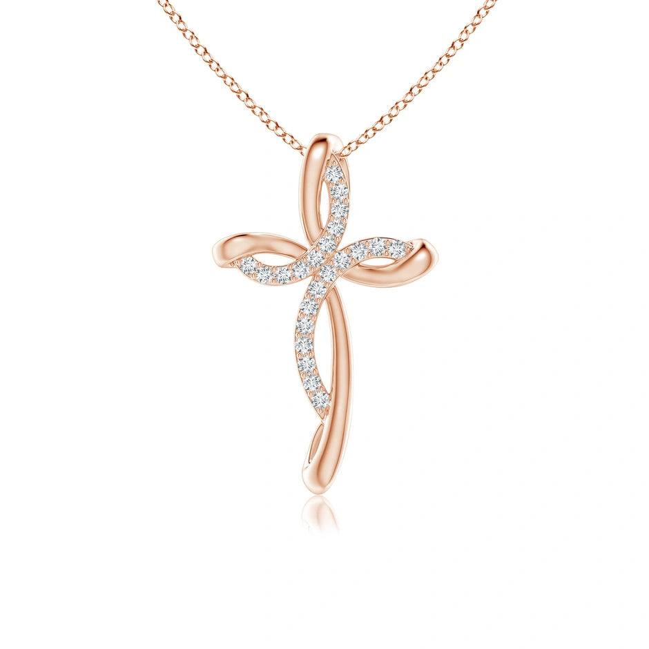 Lab-Grown Diamond Ribbon Cross Pendant