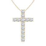 Load image into Gallery viewer, Lab-Grown Classic Shared Prong-Set Diamond Cross Pendant
