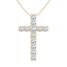 Lab-Grown Classic Shared Prong-Set Diamond Cross Pendant