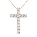Load image into Gallery viewer, Lab-Grown Classic Shared Prong-Set Diamond Cross Pendant
