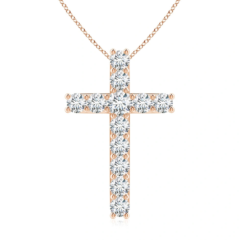 Lab-Grown Classic Shared Prong-Set Diamond Cross Pendant