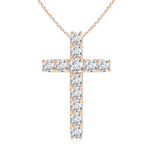 Lab-Grown Classic Shared Prong-Set Diamond Cross Pendant