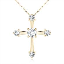 Lab-Grown Classic Diamond Budded Cross Pendant