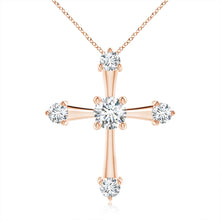 Lab-Grown Classic Diamond Budded Cross Pendant