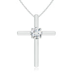 Load image into Gallery viewer, Prong-Set Round Lab-Grown Diamond Solitaire Cross Pendant
