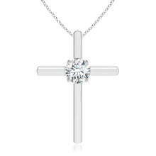 Prong-Set Round Lab-Grown Diamond Solitaire Cross Pendant