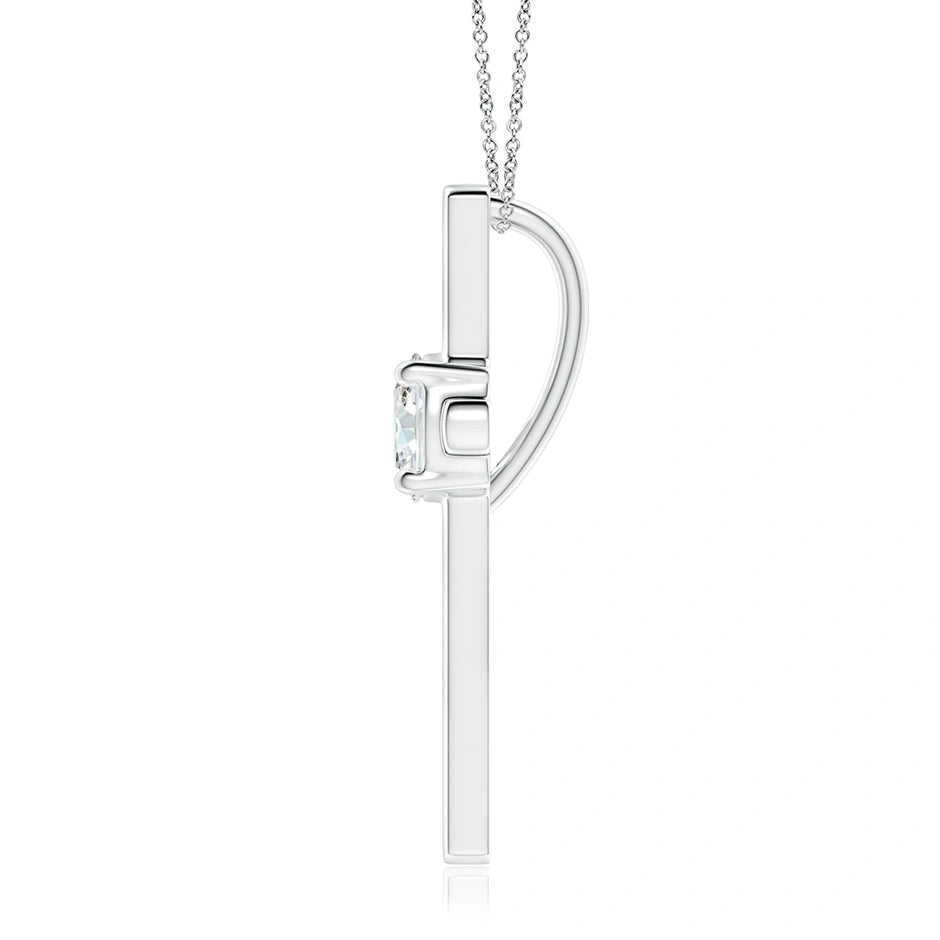 Prong-Set Round Lab-Grown Diamond Solitaire Cross Pendant