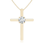 Load image into Gallery viewer, Prong-Set Round Lab-Grown Diamond Solitaire Cross Pendant
