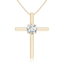 Prong-Set Round Lab-Grown Diamond Solitaire Cross Pendant
