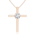 Load image into Gallery viewer, Prong-Set Round Lab-Grown Diamond Solitaire Cross Pendant
